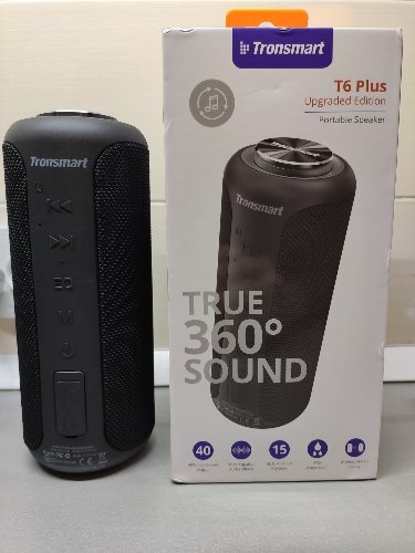 Tronsmart T6 Plus Upgraded Edition Bluetooth 5.0 40W Speaker NFC Connection 15 Hours Playtime IPX6 USB Charge Out - Black
