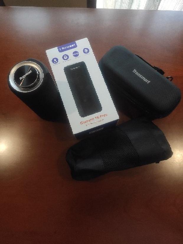 Tronsmart Element T6 Plus Portable Bluetooth 5.0 Speaker with 40W Max Output, Deep Bass, IPX6 Waterproof, TWS - Black