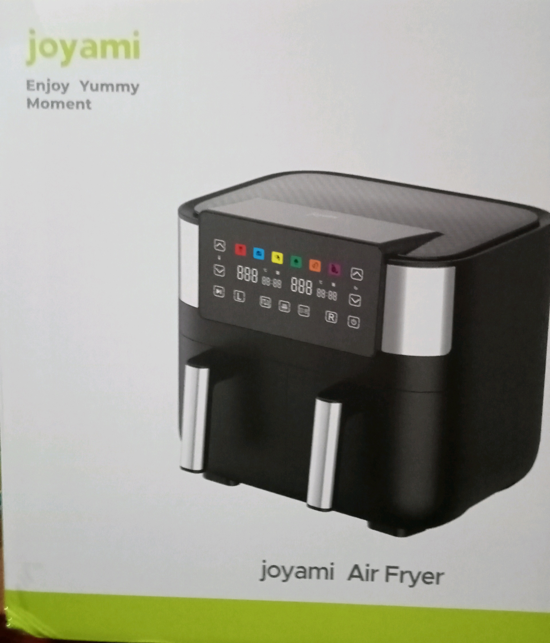 Acquista Friggitrice ad aria JOYAMI 1800W con 2 cestelli, doppia zona,  capacità 7,6 l/8 QT, funzione sincronizzazione-finitura, touchscreen con 6  preimpostazioni