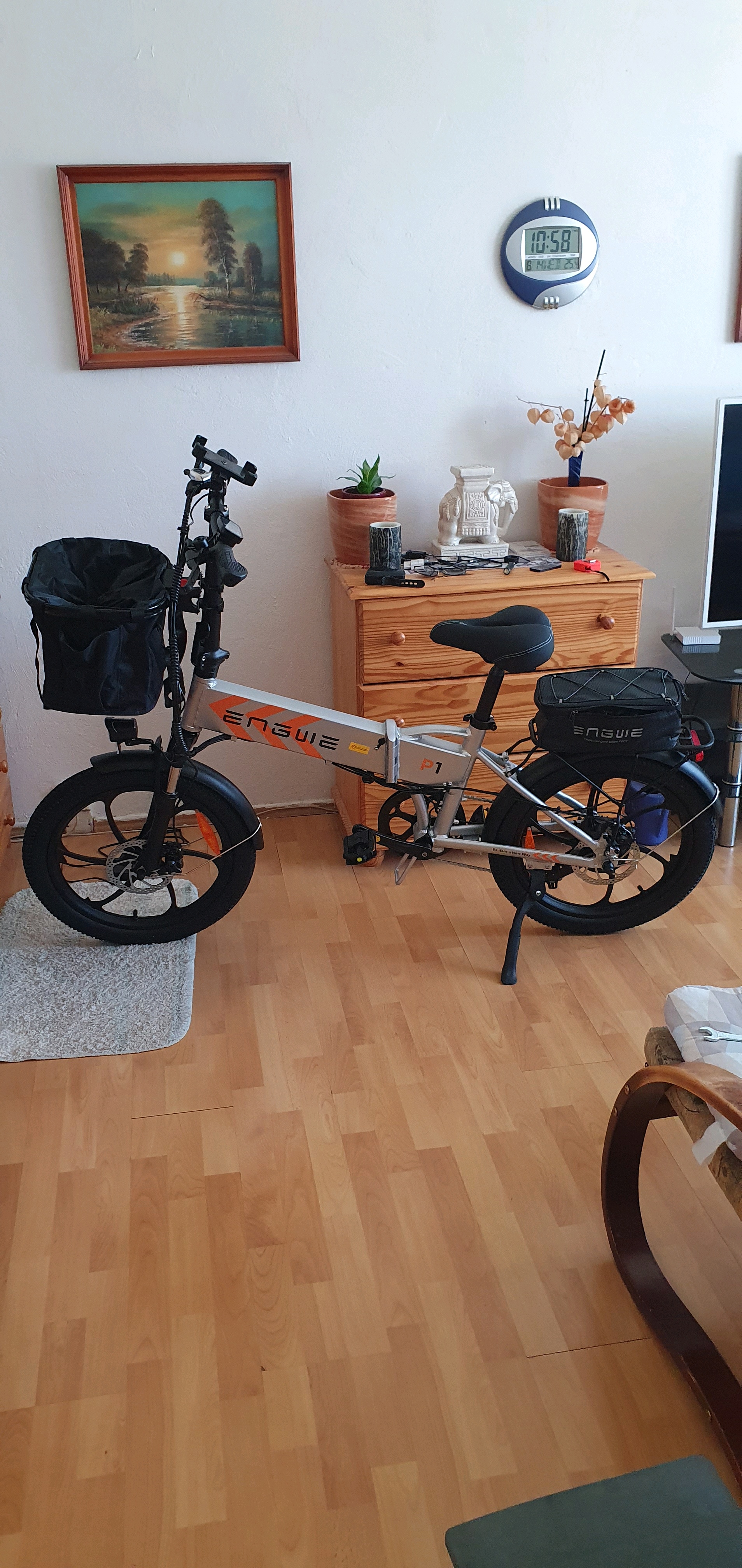 ENGWE P20 20 inch Folding Electric Bike, 250W Silent Motor Torque Sensor, Carbon Belt 36V 9.6Ah Battery 100km range,25km/h Max Speed, Dual Disc Brake, 18.5kg Light Weight Turn Signal - Green