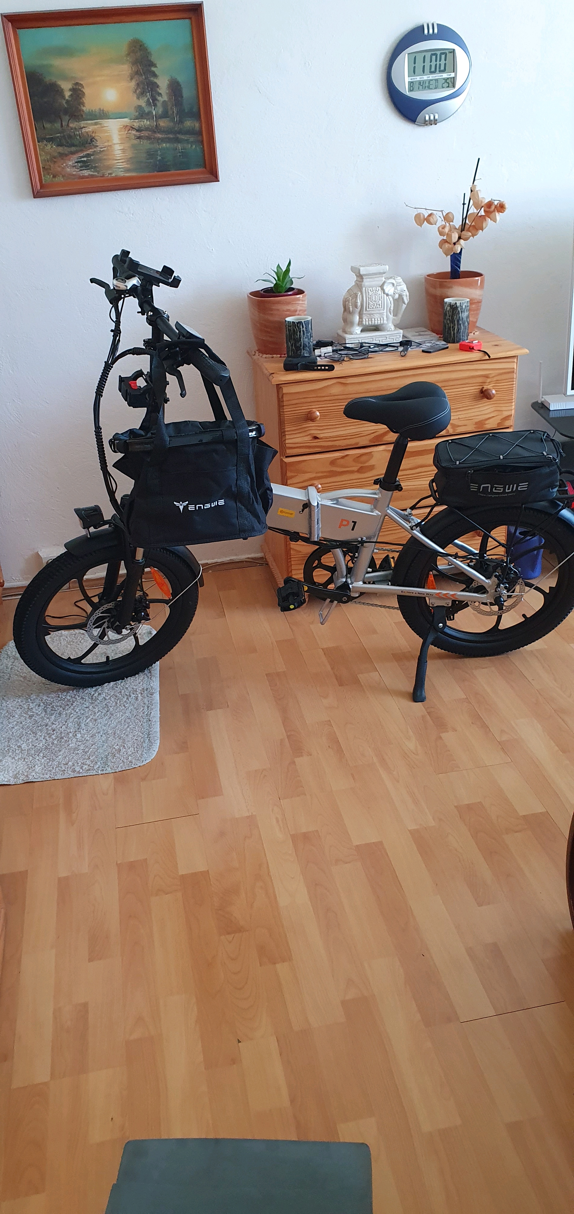 ENGWE P20 20 inch Folding Electric Bike, 250W Silent Motor Torque Sensor, Carbon Belt 36V 9.6Ah Battery 100km range,25km/h Max Speed, Dual Disc Brake, 18.5kg Light Weight Turn Signal - Green